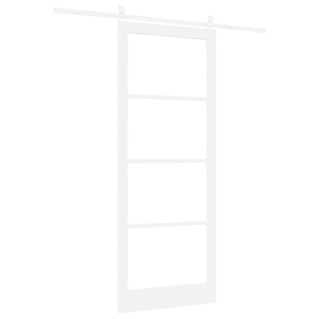 Csúszó ajtó Fehér 93 x 232 cm Tömör fenyőfa és üveg