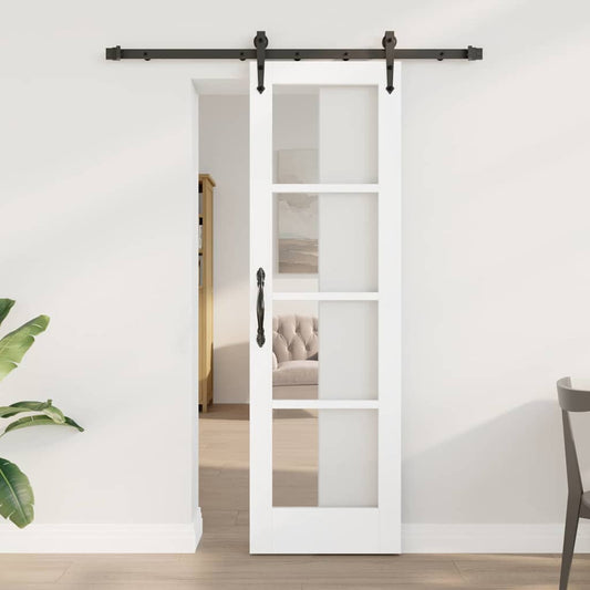 Csúszó ajtó ORKDAL Fehér 61 x 198,5 cm Tömör fenyőfa és üveg