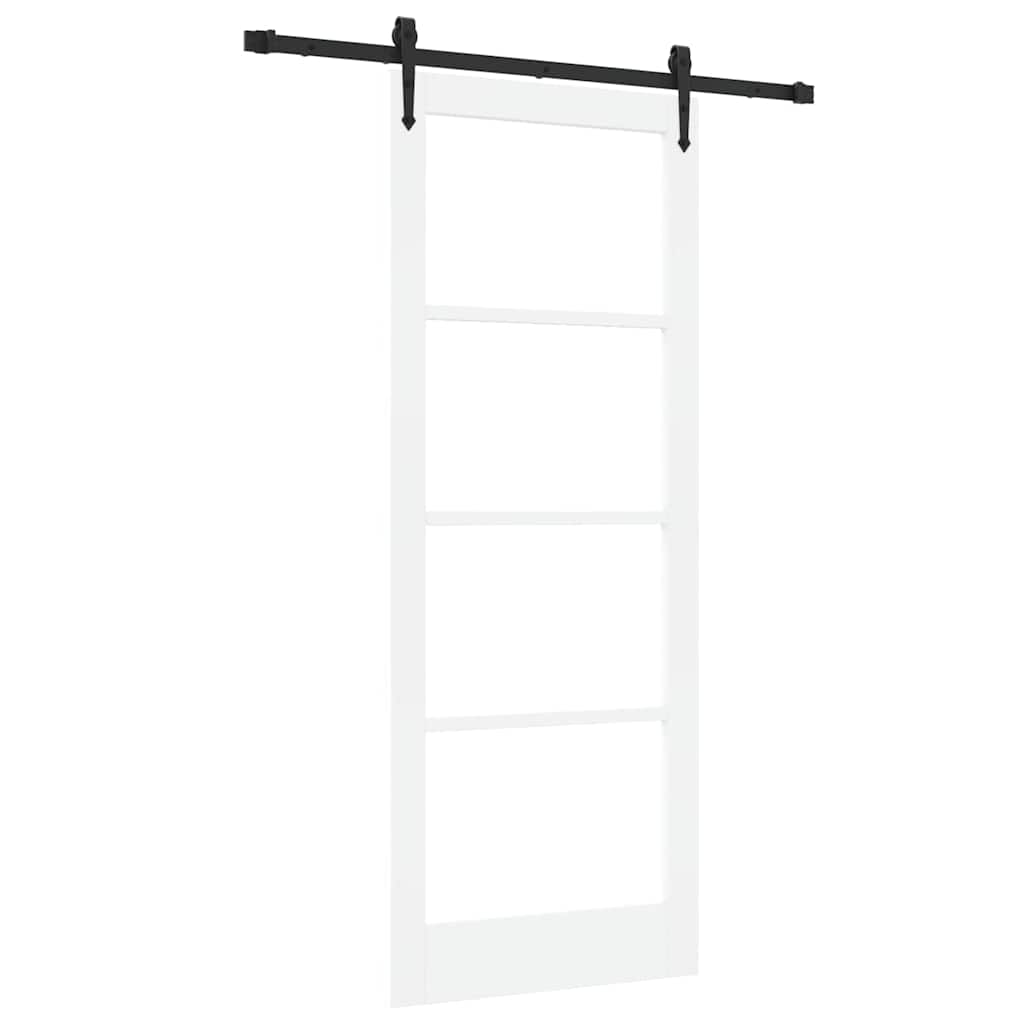 Csúszó ajtó ORKDAL Fehér 83 x 211 cm Tömör fenyőfa és üveg