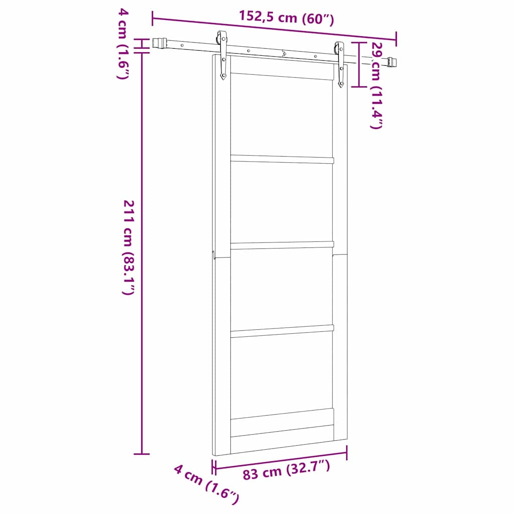 Csúszó ajtó ORKDAL Fehér 83 x 211 cm Tömör fenyőfa és üveg