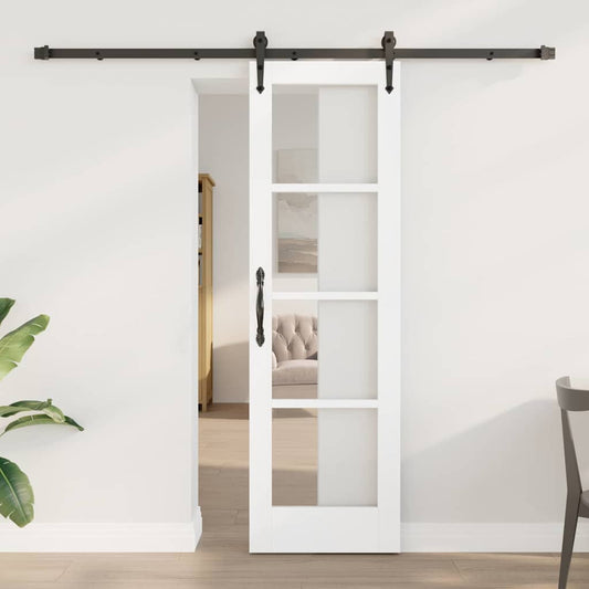 Csúszó ajtó ORKDAL Fehér 61 x 198,5 cm Tömör fenyőfa és üveg