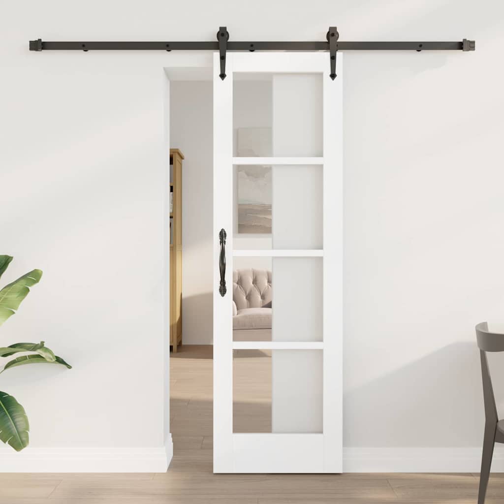 Csúszó ajtó ORKDAL Fehér 61 x 198,5 cm Tömör fenyőfa és üveg