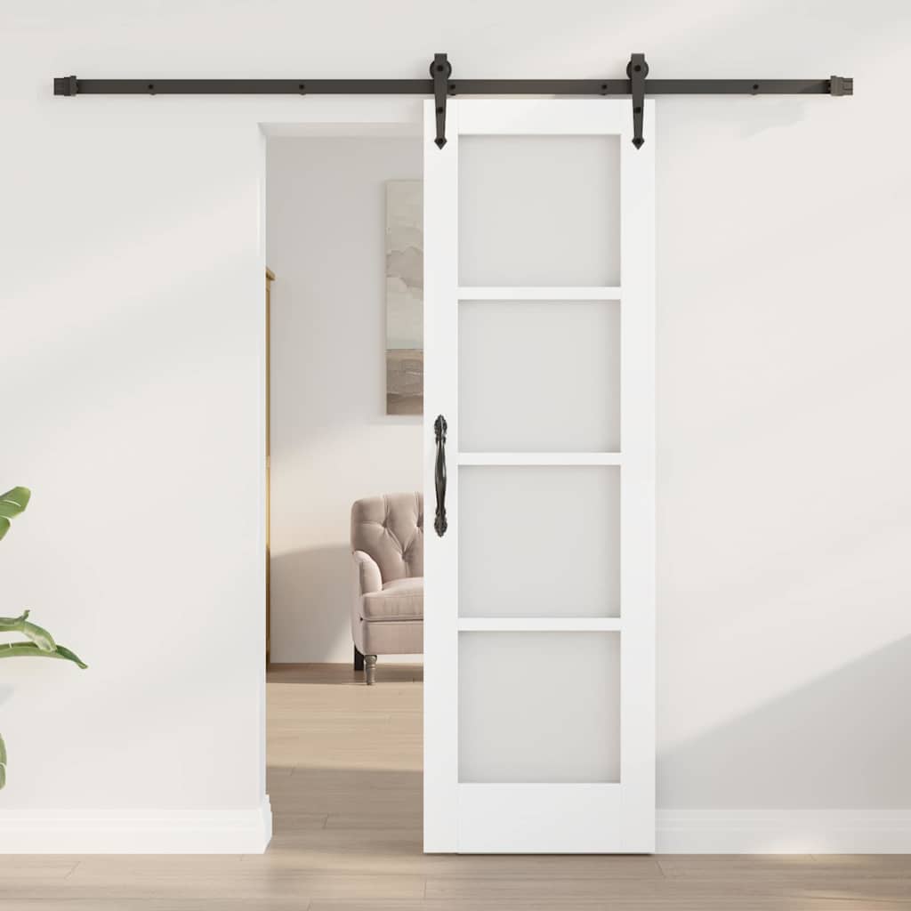 Csúszó ajtó ORKDAL Fehér 61 x 198,5 cm Tömör fenyőfa és üveg