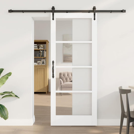 Csúszó ajtó ORKDAL Fehér 83 x 202 cm Tömör fenyőfa és üveg