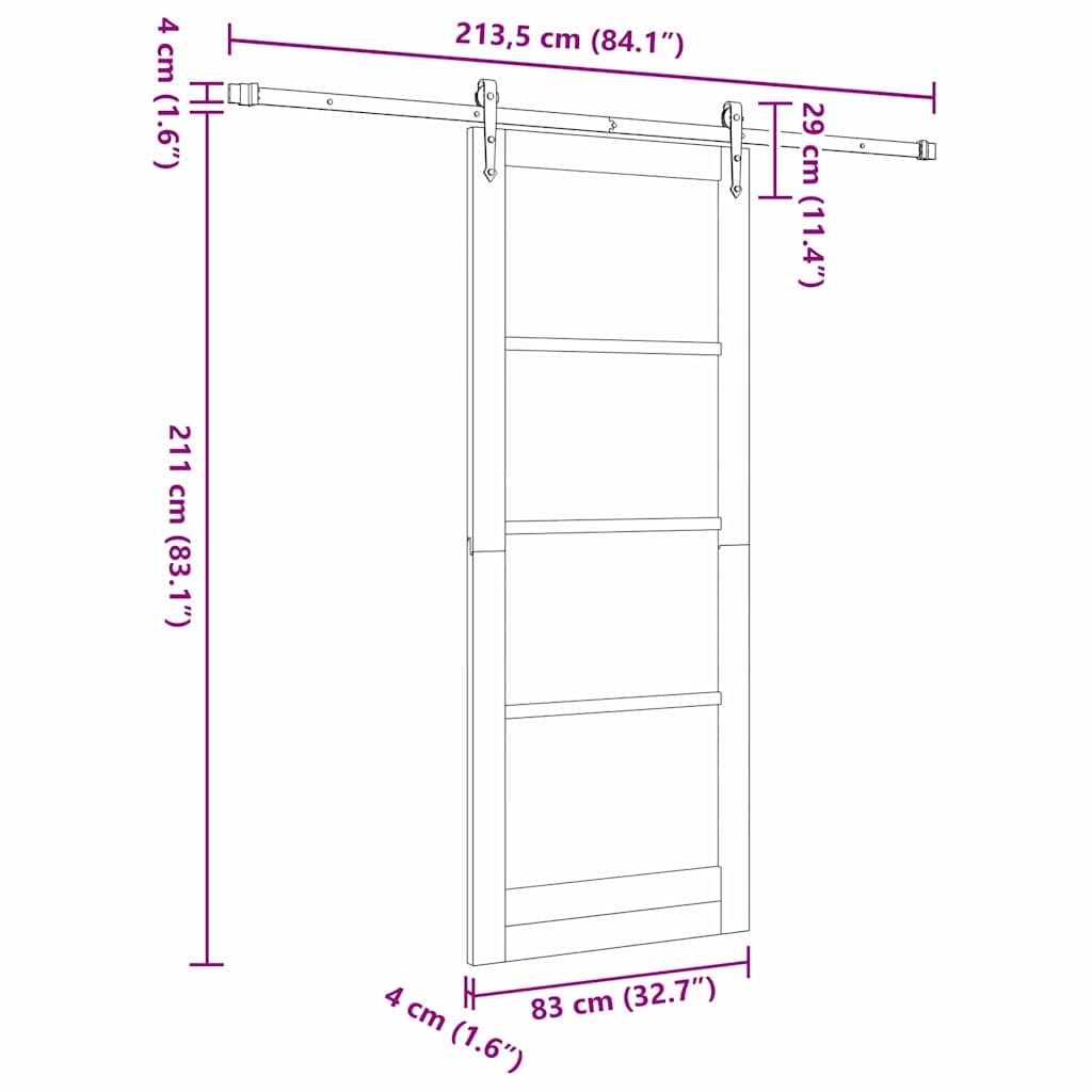 Csúszó ajtó ORKDAL Fehér 83 x 211 cm Tömör fenyőfa és üveg