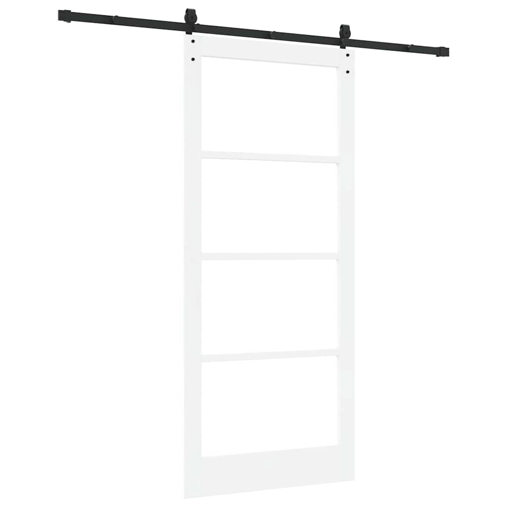 Csúszó ajtó ORKDAL Fehér 93 x 211 cm Tömör fenyőfa és üveg
