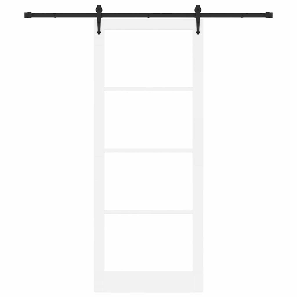 Csúszó ajtó ORKDAL Fehér 93 x 232 cm Tömör fenyőfa és üveg
