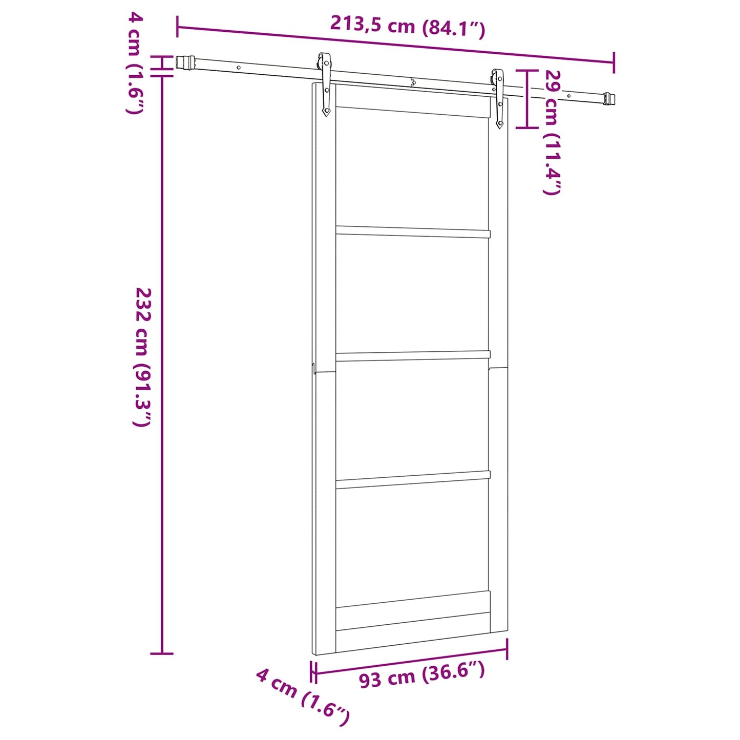 Csúszó ajtó ORKDAL Fehér 93 x 232 cm Tömör fenyőfa és üveg