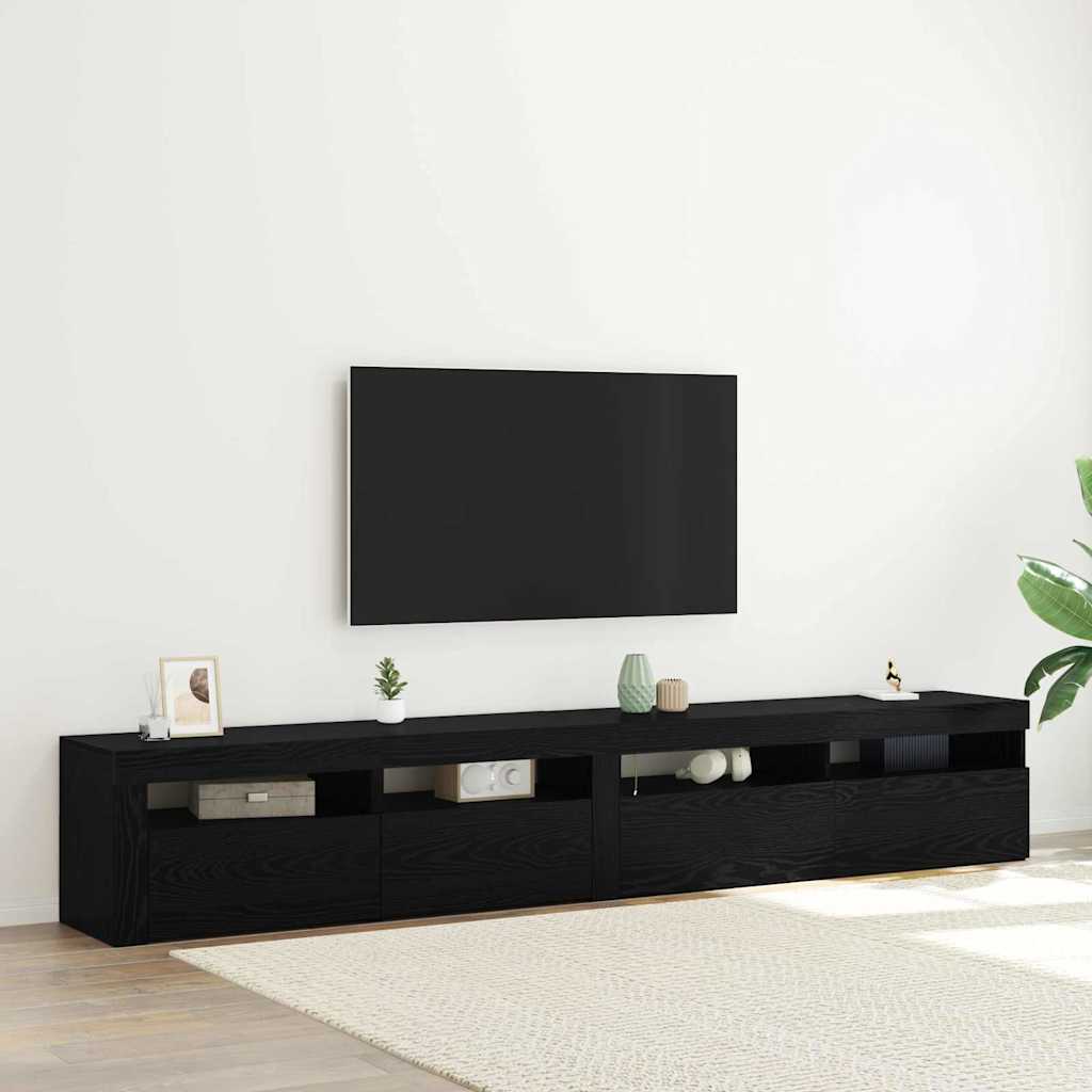 TV szekrény 2 pcs Fekete tölgy 240 x 35 x 40 cm Faanyag