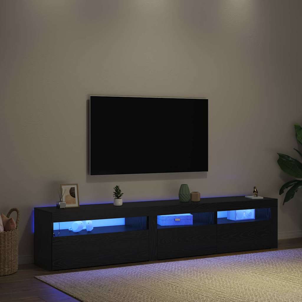 TV szekrény 2 pcs Fekete tölgy 195 x 35 x 40 cm Faanyag