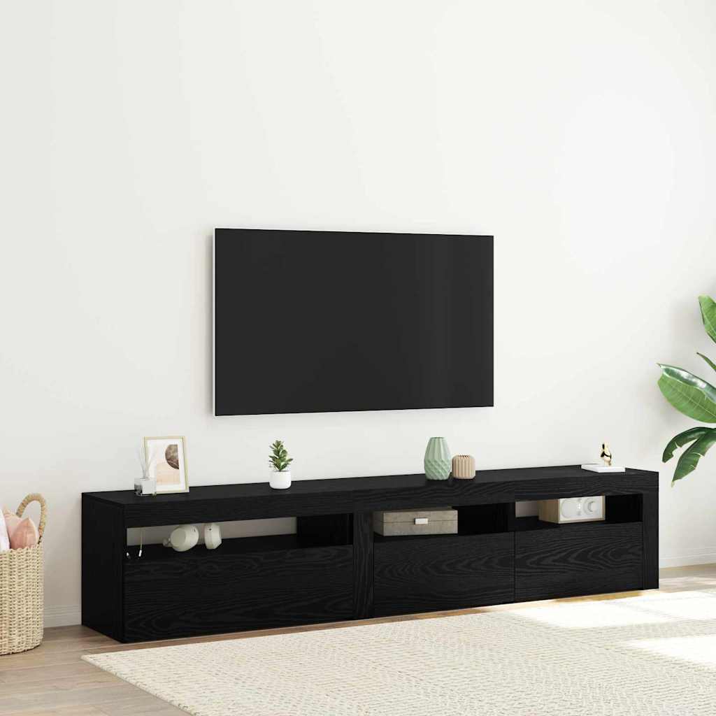 TV szekrény 2 pcs Fekete tölgy 195 x 35 x 40 cm Faanyag