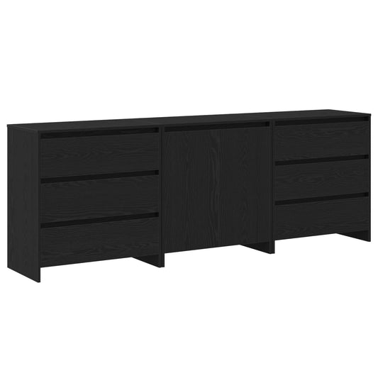 Széf fiókkal 3 pcs Fekete 70 x 41 x 75 cm Faanyag