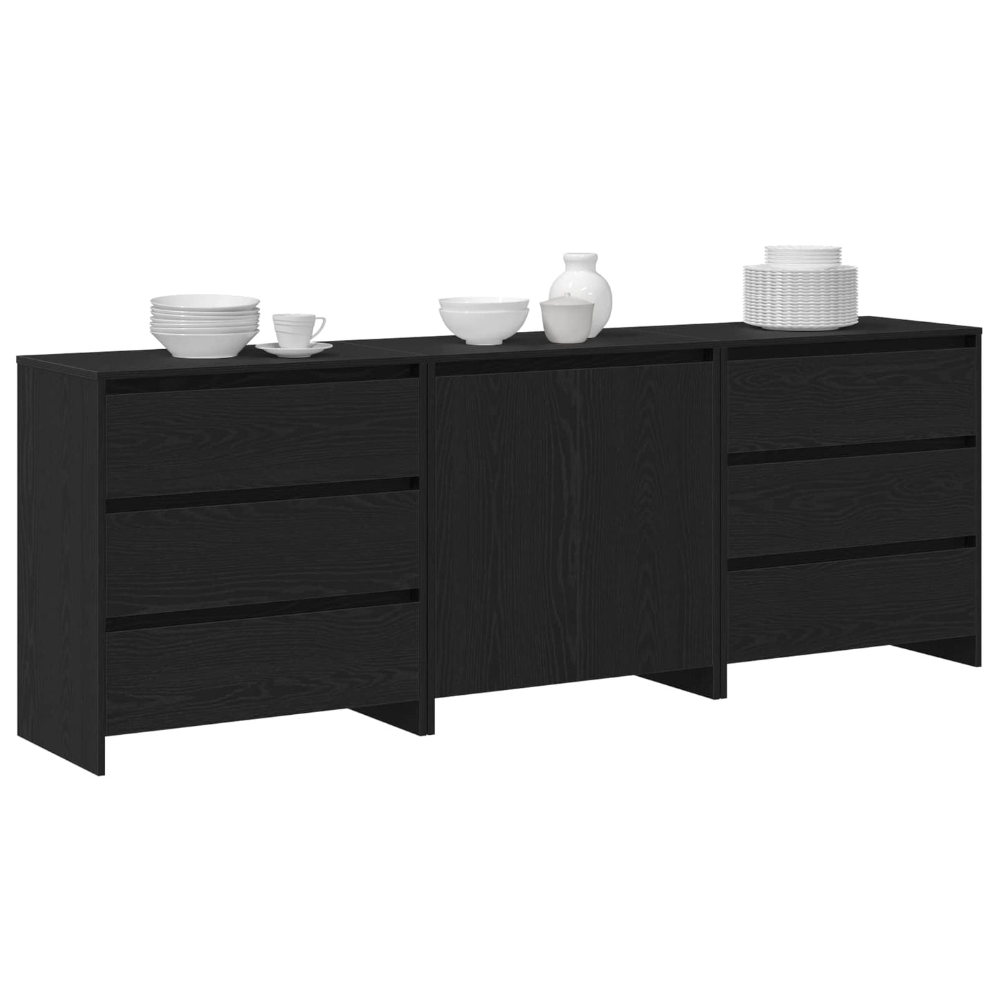 Széf fiókkal 3 pcs Fekete 70 x 41 x 75 cm Faanyag