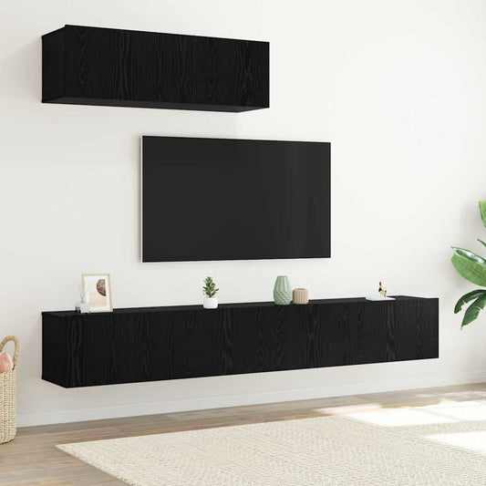 TV szekrény garnitúra 3 pcs Fekete tölgy Faanyag