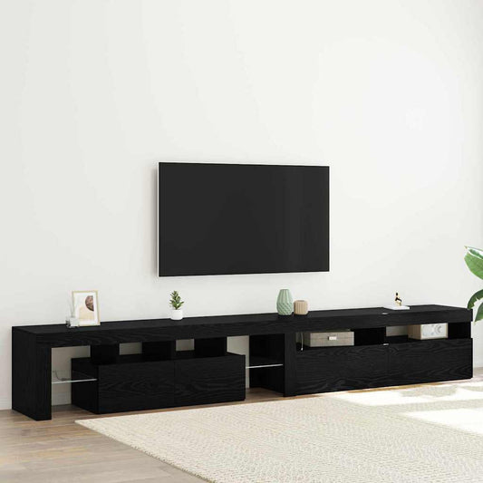 TV szekrény LED-del 2 pcs Fekete tölgy 260 x 37 x 40 cm Faanyag