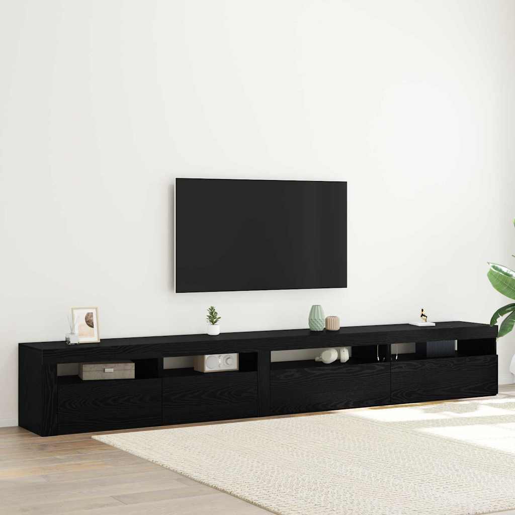 TV szekrény garnitúra 3 pcs Fekete tölgy Szerelt Fa