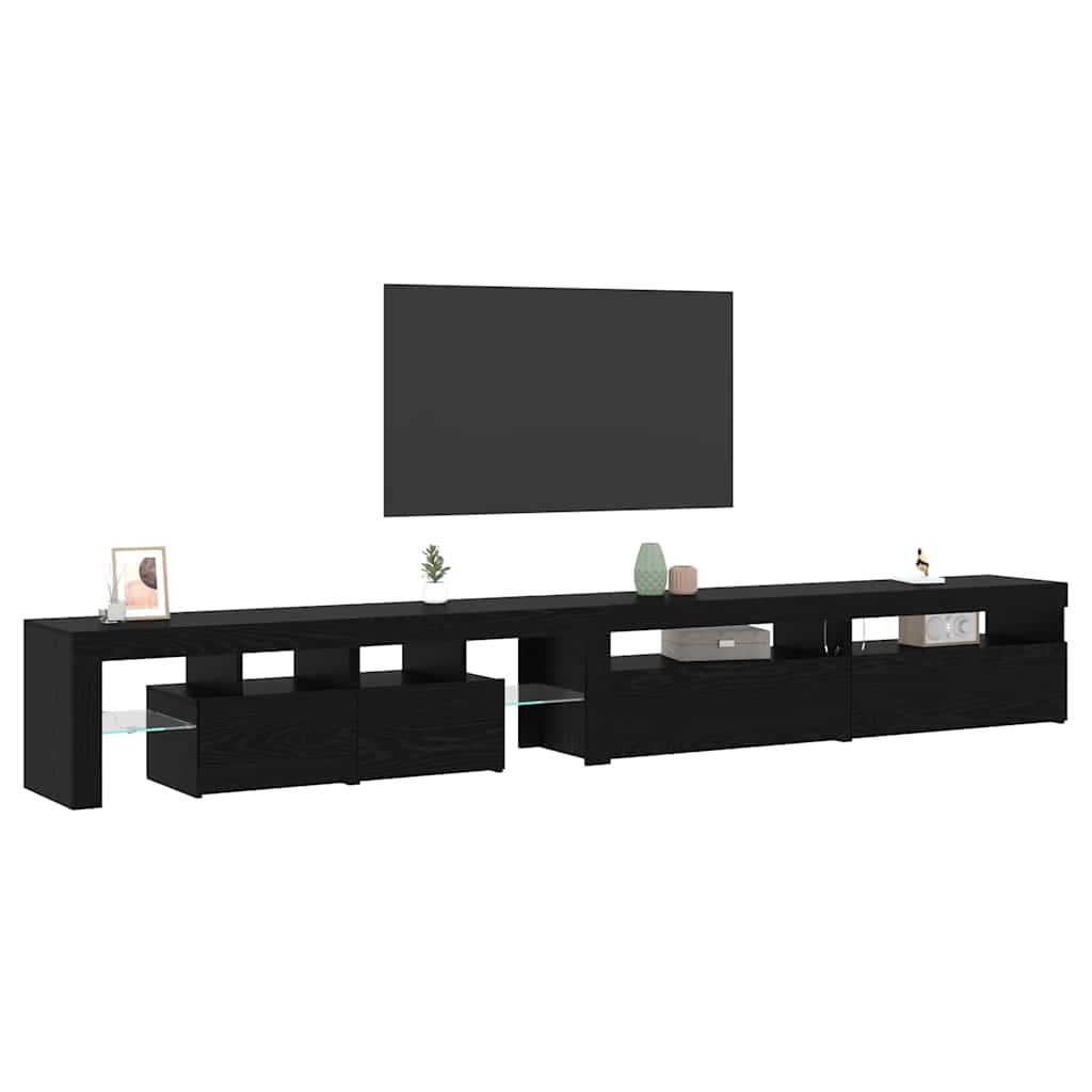 TV szekrény 3 pcs Fekete tölgy Szerelt Fa