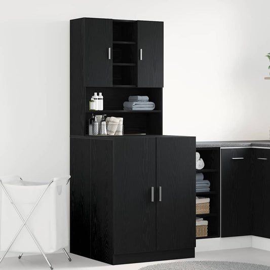 Mosógép Szekrény 2 pcs Fekete tölgy 70,5 x 71,5 x 181,5 cm