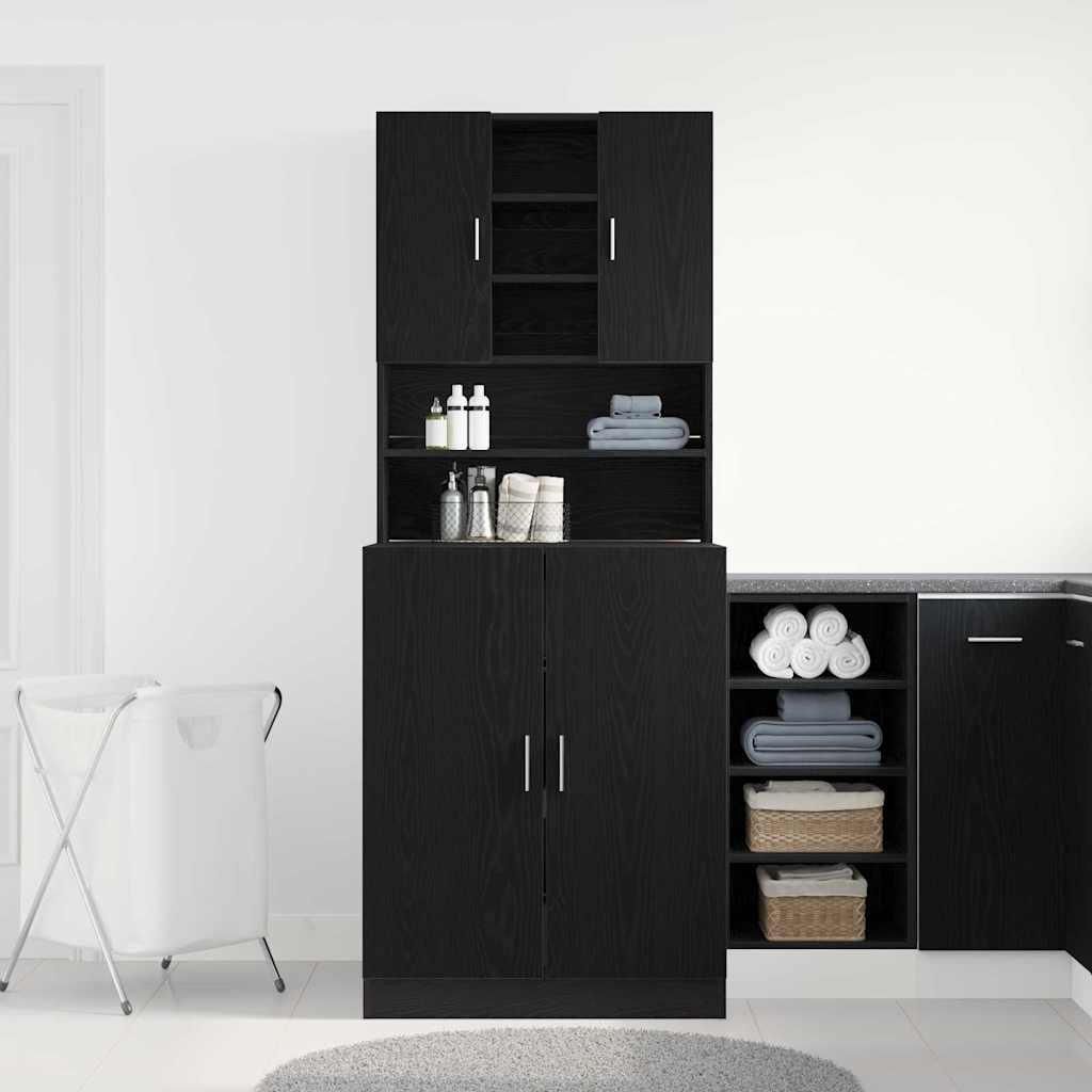 Mosógép Szekrény 2 pcs Fekete tölgy 70,5 x 71,5 x 181,5 cm