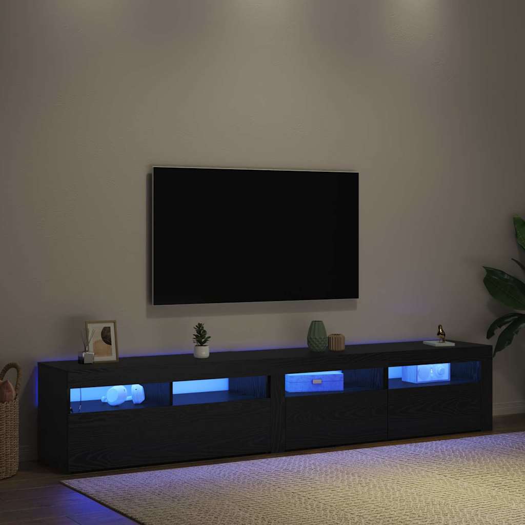 TV szekrény 2 pcs Fekete tölgy Szerelt Fa