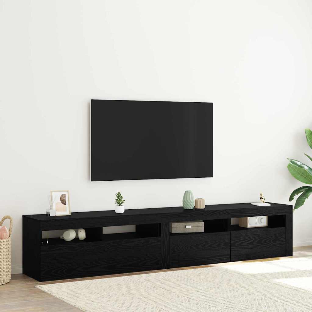 TV szekrény 2 pcs Fekete tölgy Szerelt Fa