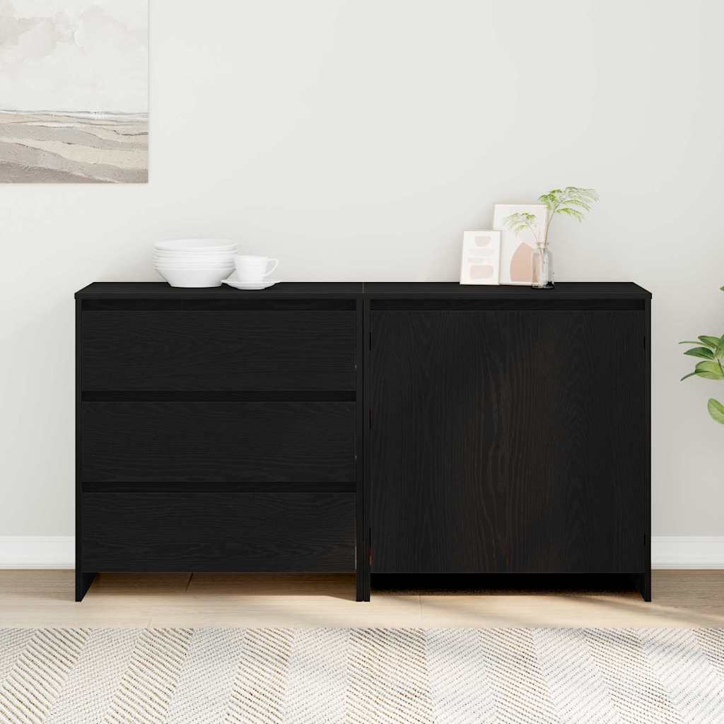 Széf 2 db Fekete 70 x 41 x 75 cm Szerelt Fa