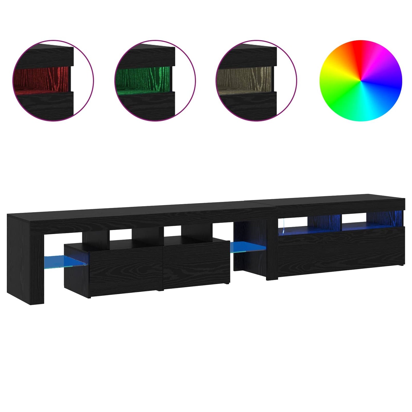 TV szekrény 2 pcs Fekete tölgy 230 x 36,5 x 40 cm Faanyag