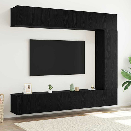 TV szekrény garnitúra 5 pcs Fekete tölgy Faanyag