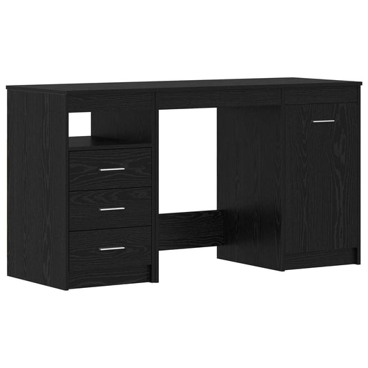 Asztal fiókkal 2 pcs Fekete tölgy 140 x 50 x 76 cm Faanyag