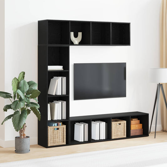 Könyvespolc 3 pcs Fekete tölgy 36 x 30 x 143 cm Faanyag