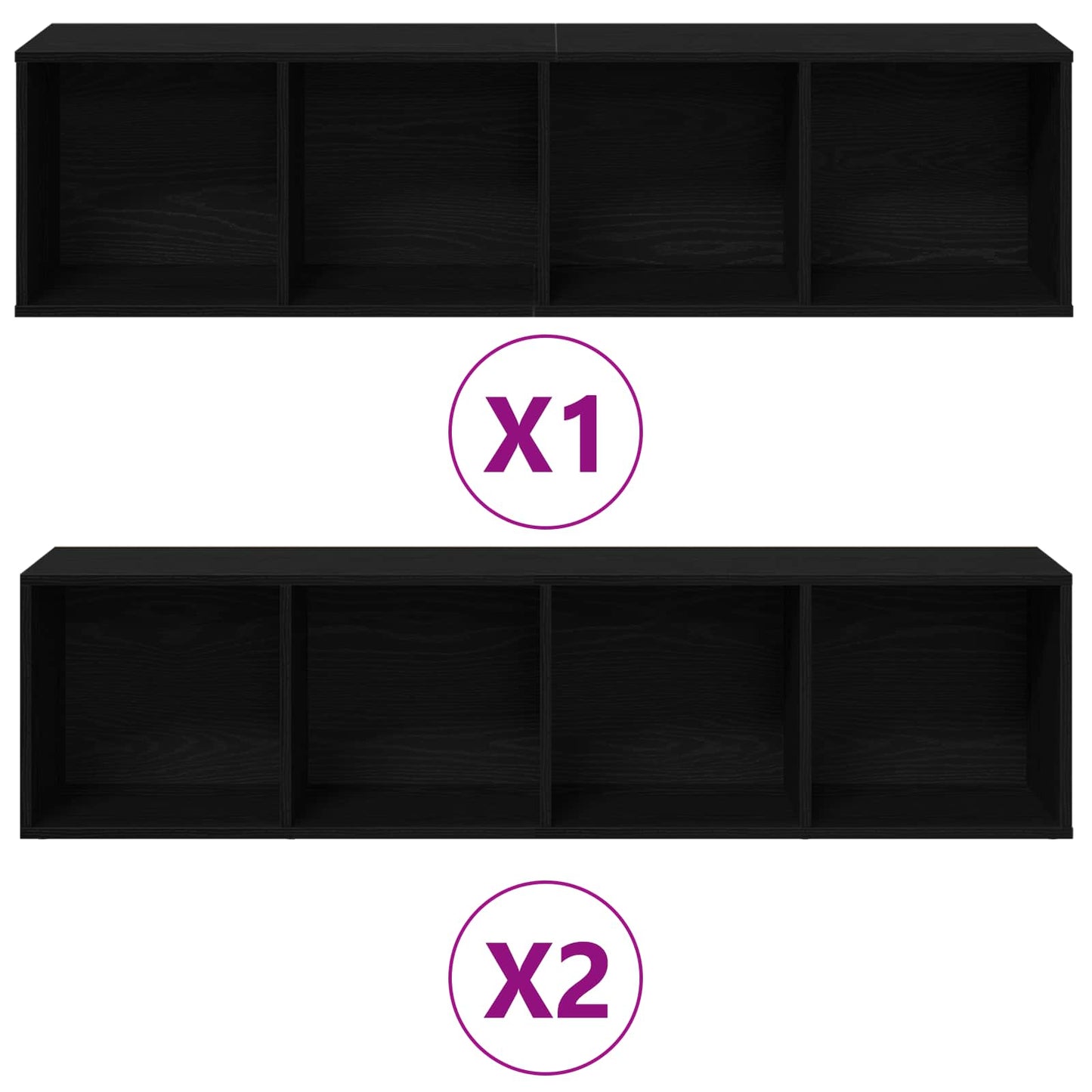 Könyvespolc 12 szintes 3 pcs 36 x 30 x 143 cm Szerelt Fa