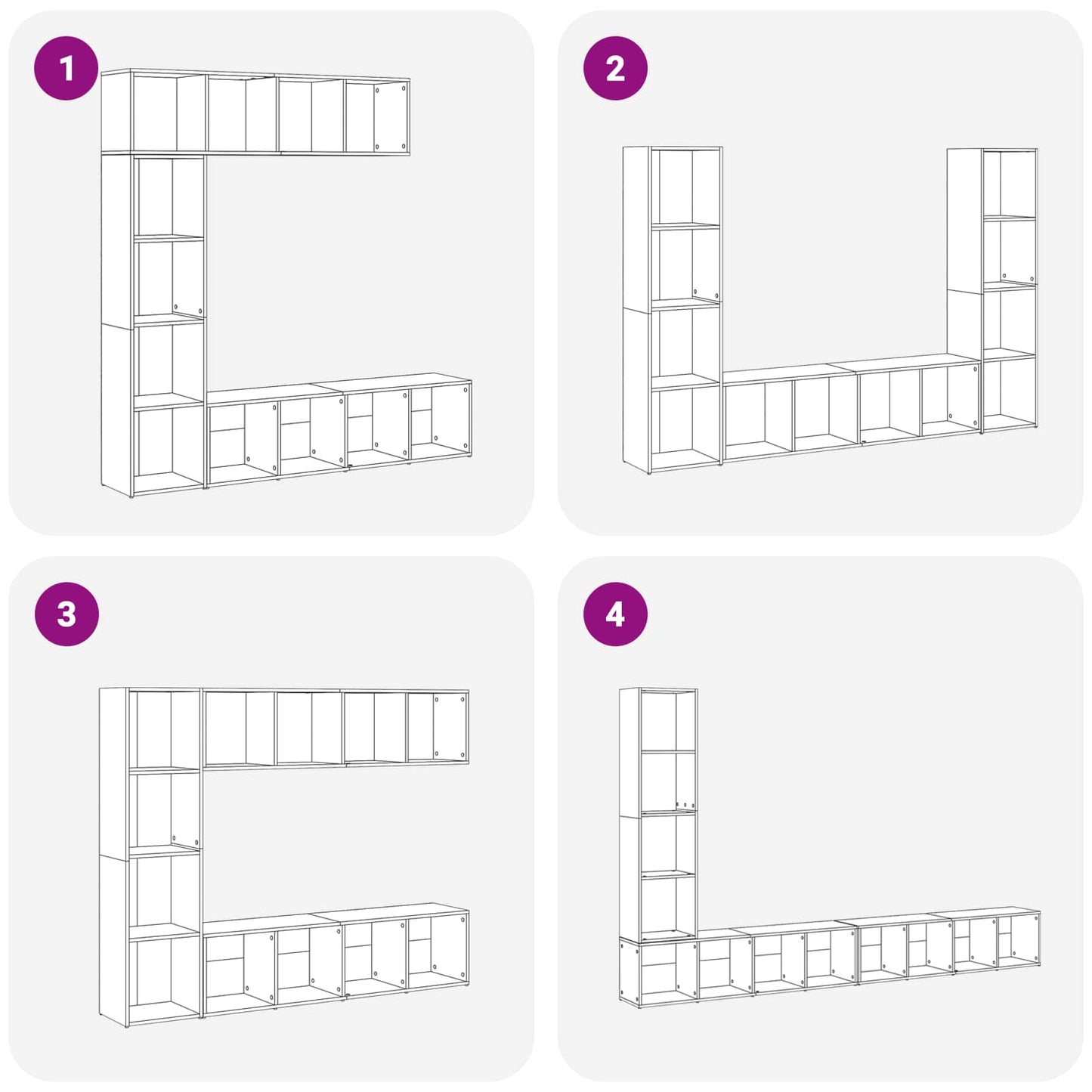 Könyvespolc 12 szintes 3 pcs 36 x 30 x 143 cm Szerelt Fa