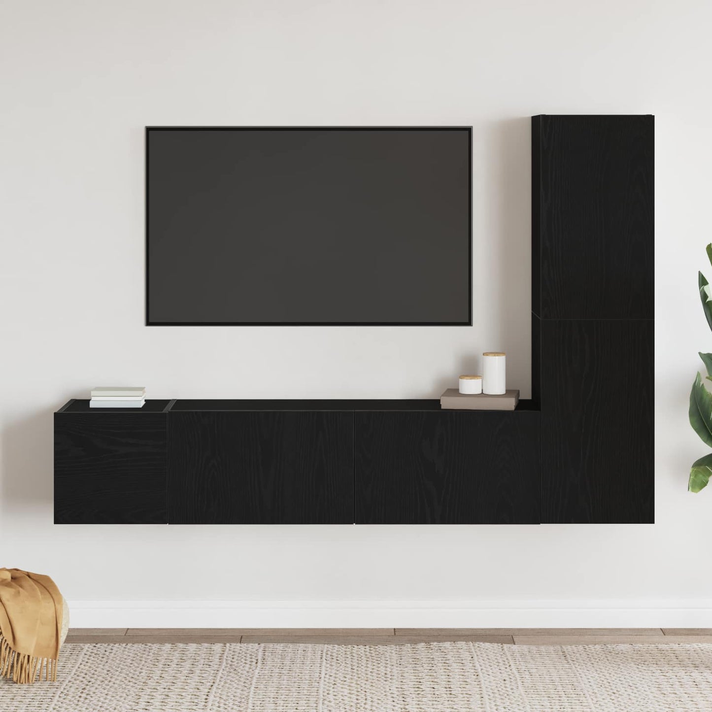 TV szekrény garnitúra 4 db Fekete tölgy Szerelt Fa