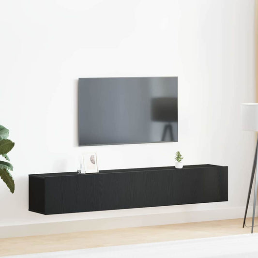 TV szekrény garnitúra 2 pcs Fekete tölgy Faanyag