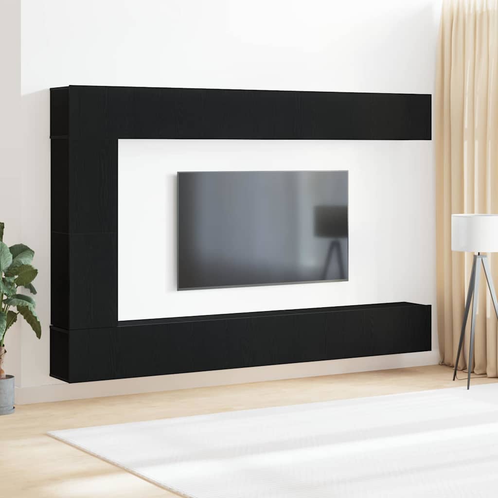 TV Cabinet Set 9 db Fekete tölgy