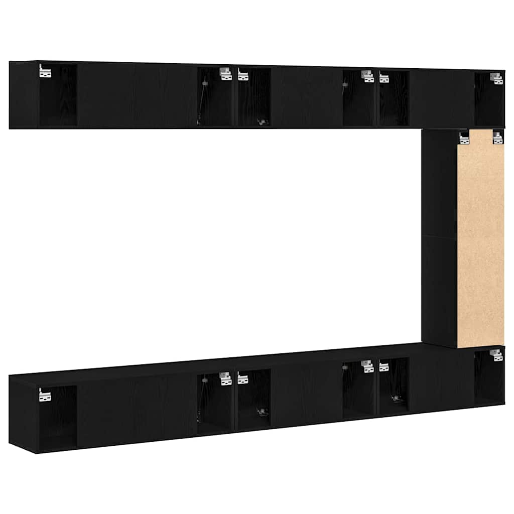 TV Cabinet Set 9 db Fekete tölgy
