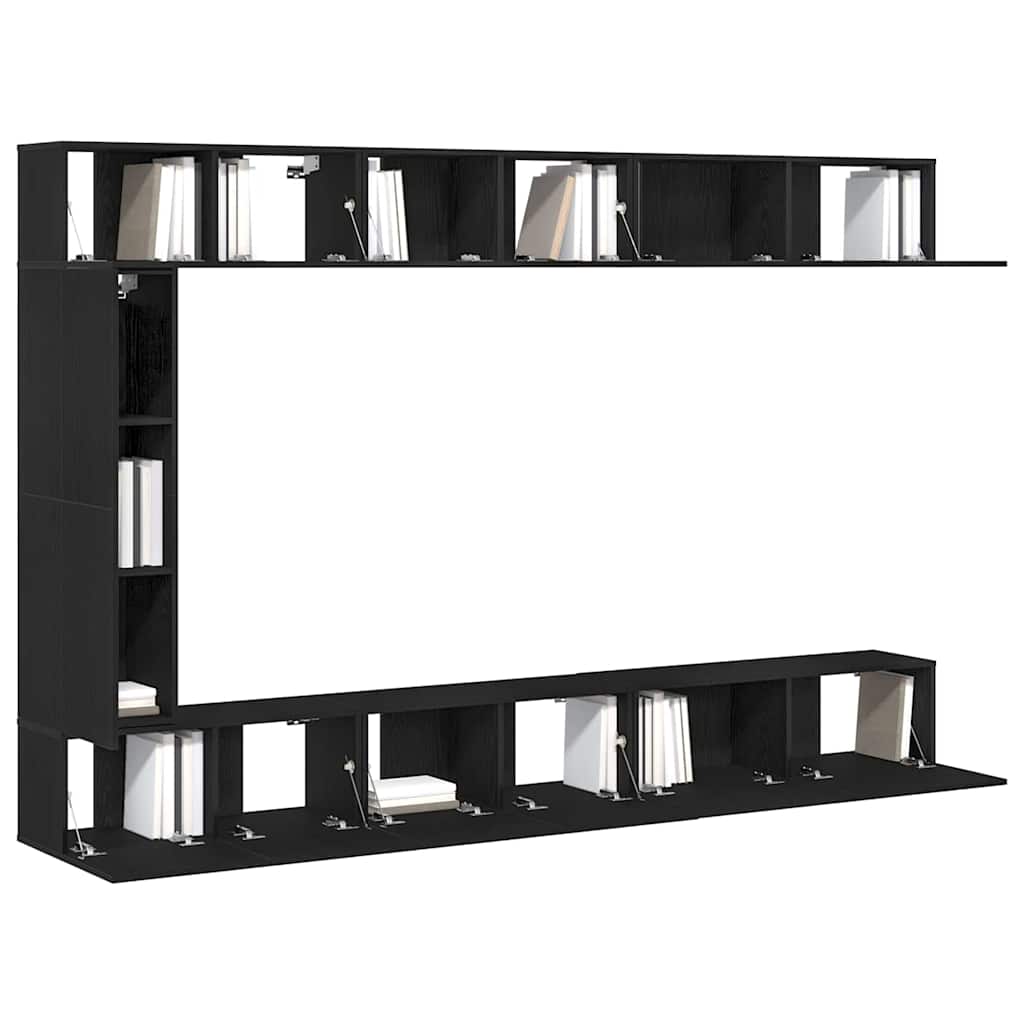 TV Cabinet Set 9 db Fekete tölgy