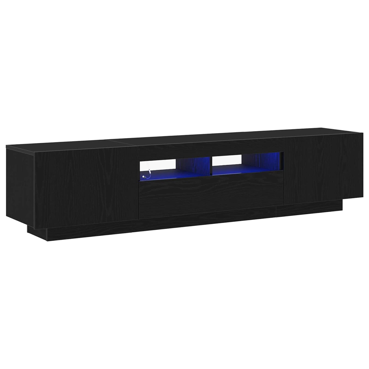 TV szekrény garnitúra 2 pcs Fekete 180 x 35 x 40 cm Faanyag