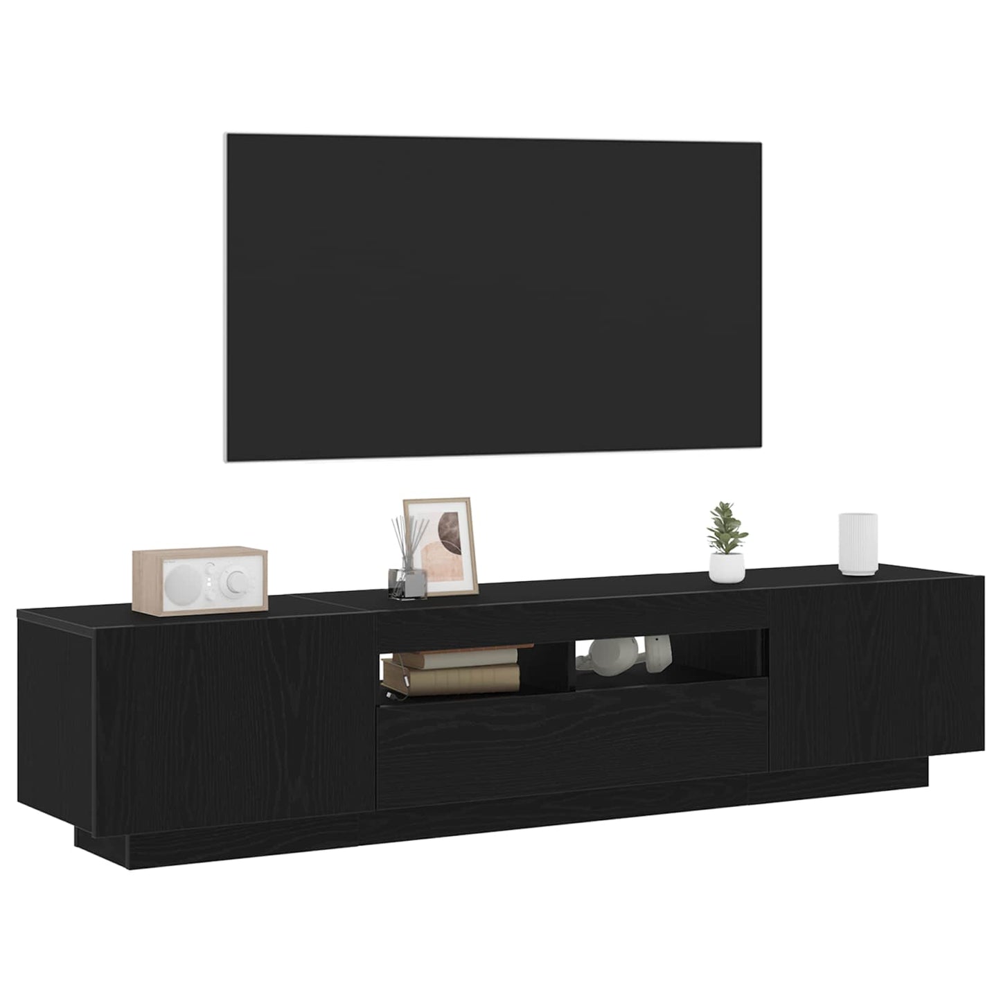 TV szekrény garnitúra 2 pcs Fekete 180 x 35 x 40 cm Faanyag
