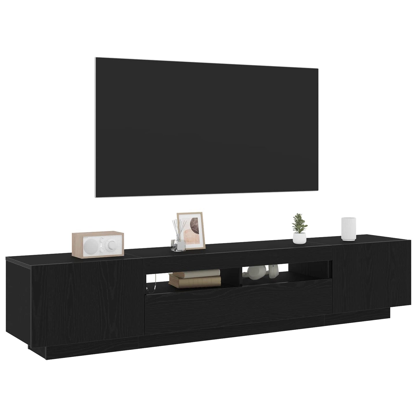 TV szekrény garnitúra 2 pcs Fekete 200 x 35 x 40 cm Faanyag
