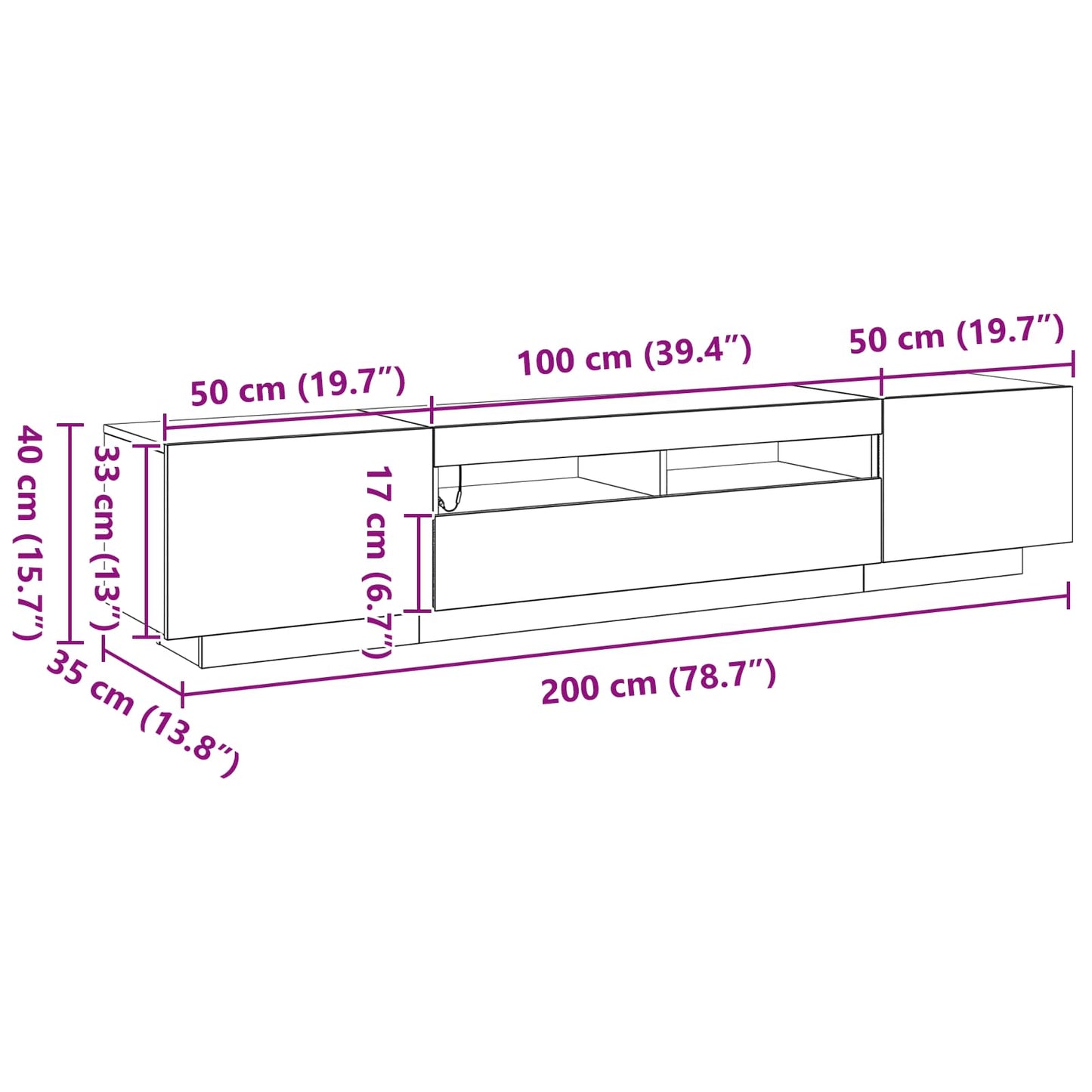 TV szekrény garnitúra 2 pcs Fekete 200 x 35 x 40 cm Faanyag