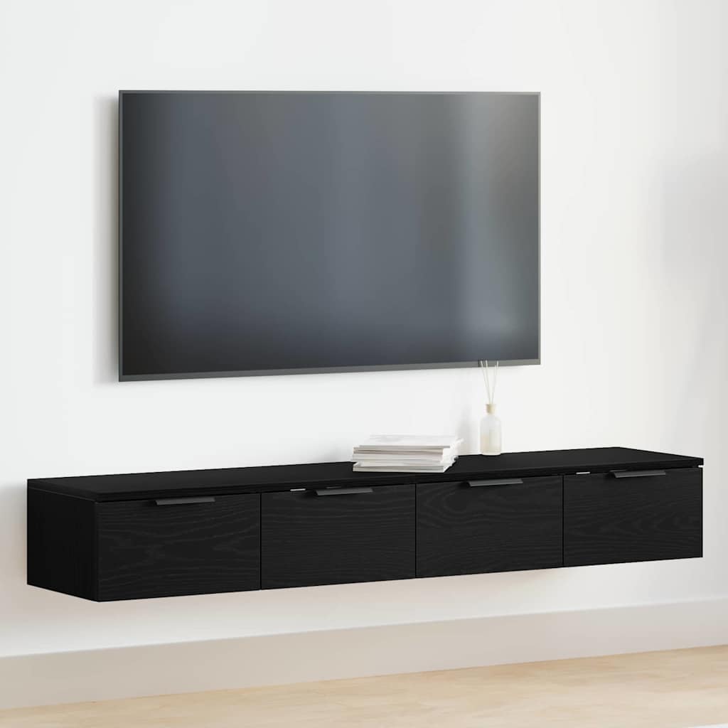 Fali szekrény 2 db Fekete tölgy 68 x 30 x 20 cm Szerelt Fa
