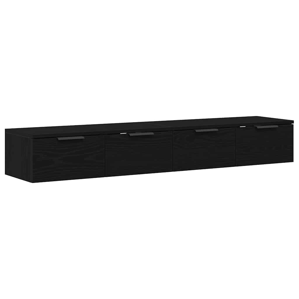 Fali szekrény 2 db Fekete tölgy 68 x 30 x 20 cm Szerelt Fa