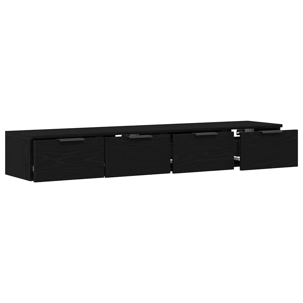 Fali szekrény 2 db Fekete tölgy 68 x 30 x 20 cm Szerelt Fa