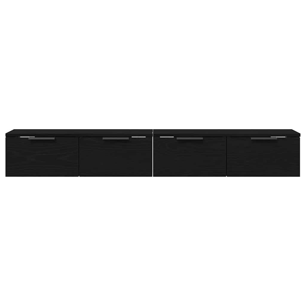 Fali szekrény 2 db Fekete tölgy 68 x 30 x 20 cm Szerelt Fa