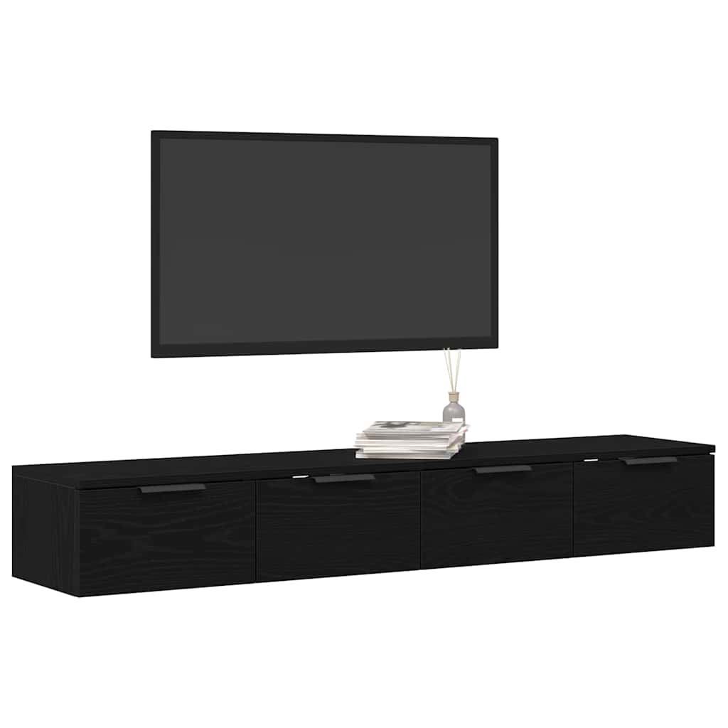 Fali szekrény 2 db Fekete tölgy 68 x 30 x 20 cm Szerelt Fa