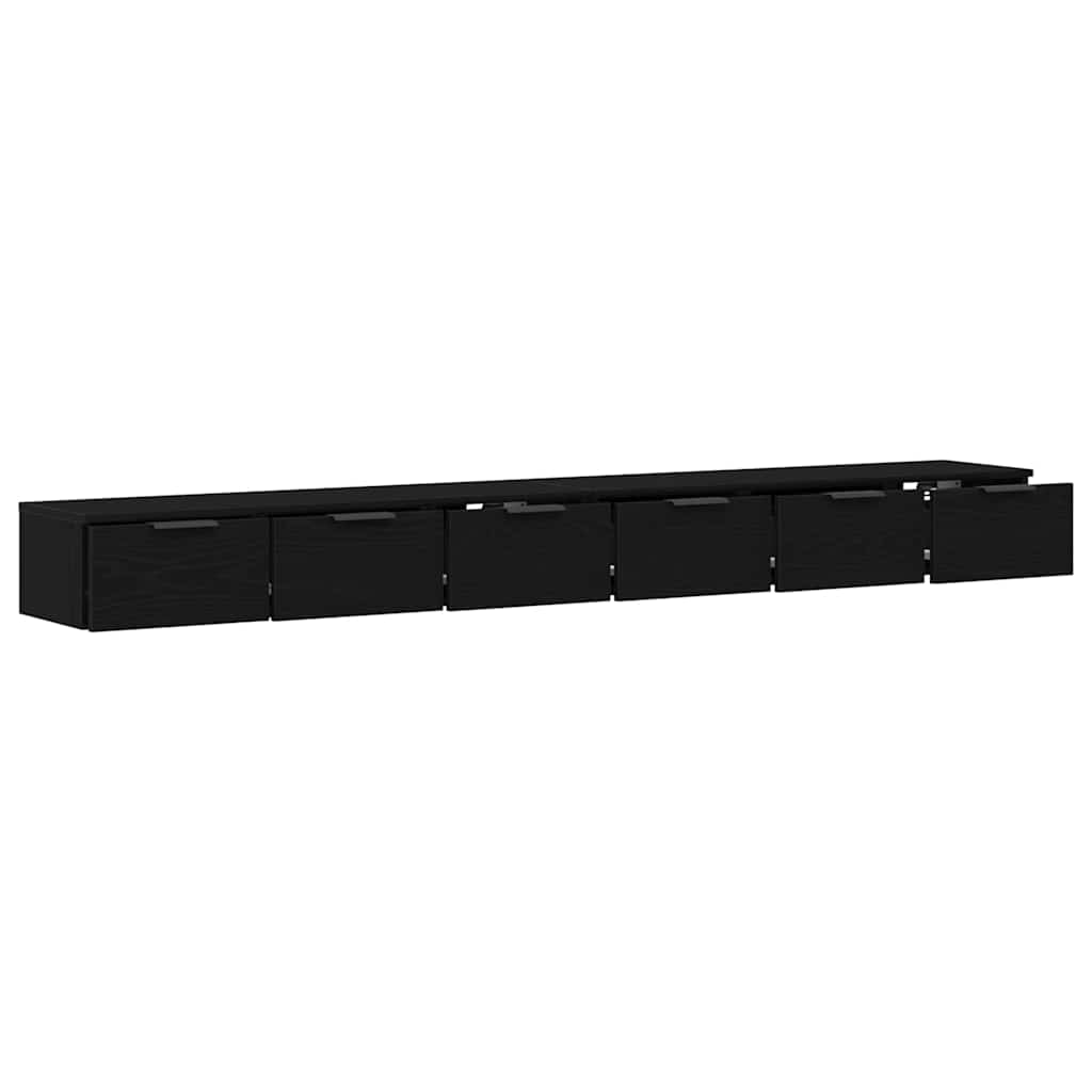 Fali szekrény 2 db Fekete tölgy 102 x 30 x 20 cm Szerelt Fa