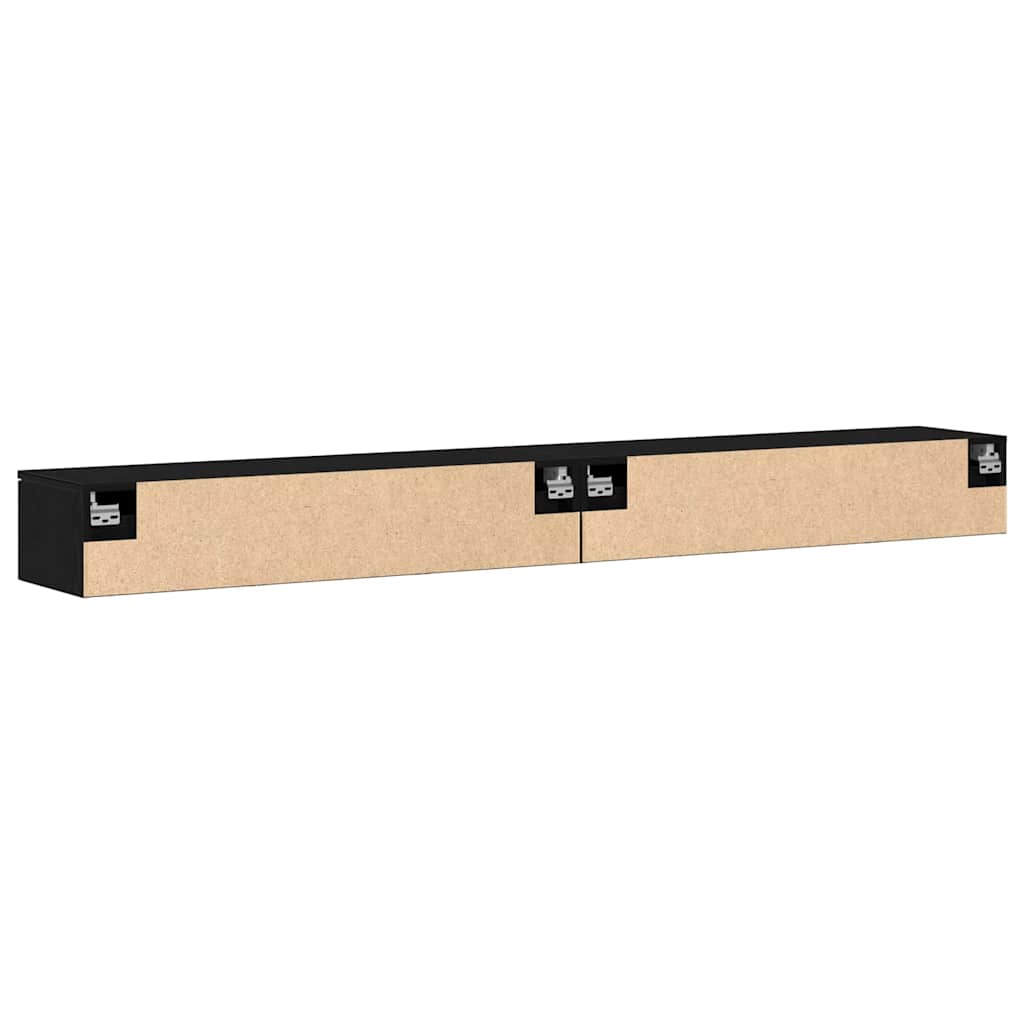 Fali szekrény 2 db Fekete tölgy 102 x 30 x 20 cm Szerelt Fa