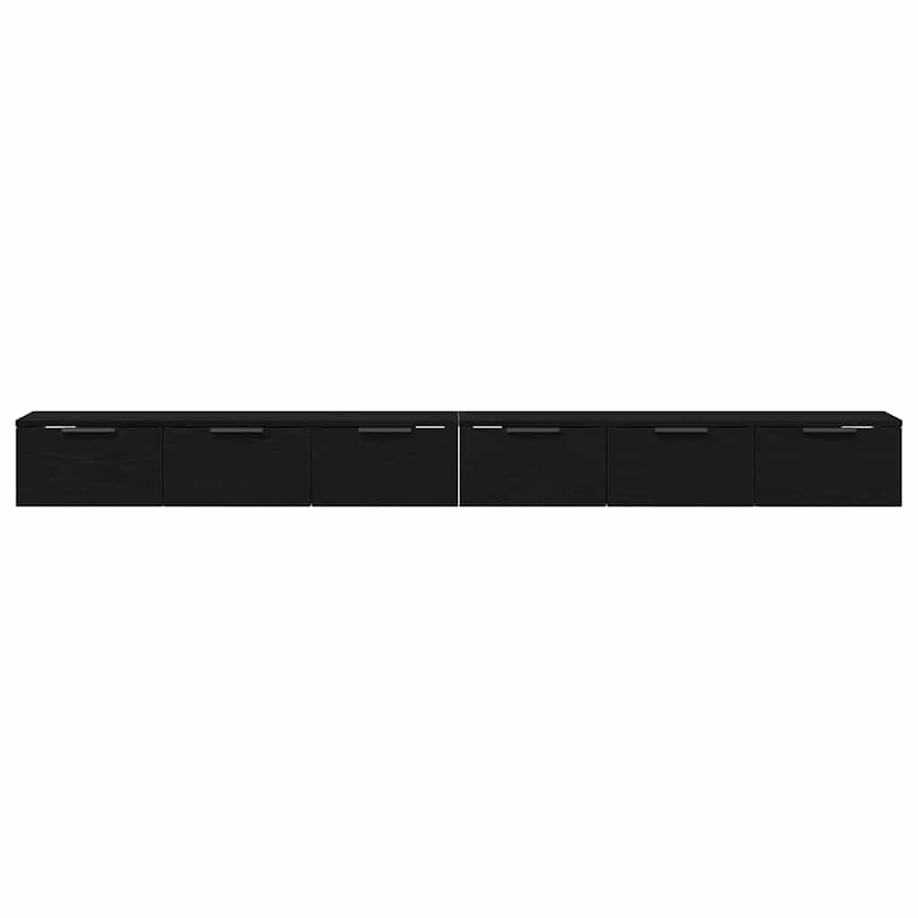 Fali szekrény 2 db Fekete tölgy 102 x 30 x 20 cm Szerelt Fa