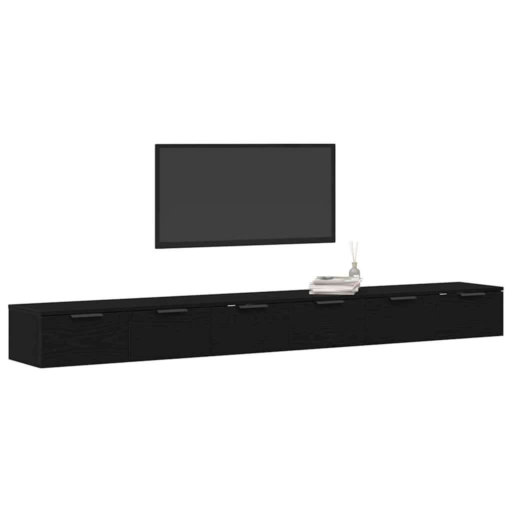 Fali szekrény 2 db Fekete tölgy 102 x 30 x 20 cm Szerelt Fa
